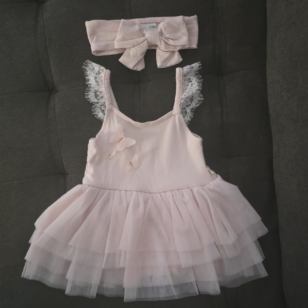 Charming Pink Tutu Dress with Headband